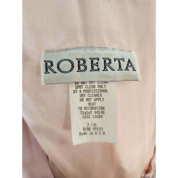 Vintage 80s Roberta Pink Champagne Beaded Formal Prom Sleeveless Dress Gown S - Picture 8 of 10